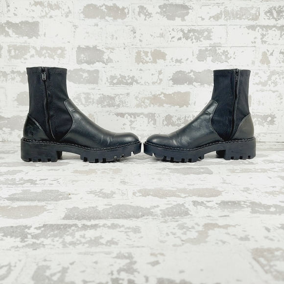 Zara Black Leather Round Toe Low Heel Pull On Ankle Boots V488 - Picture 7 of 13